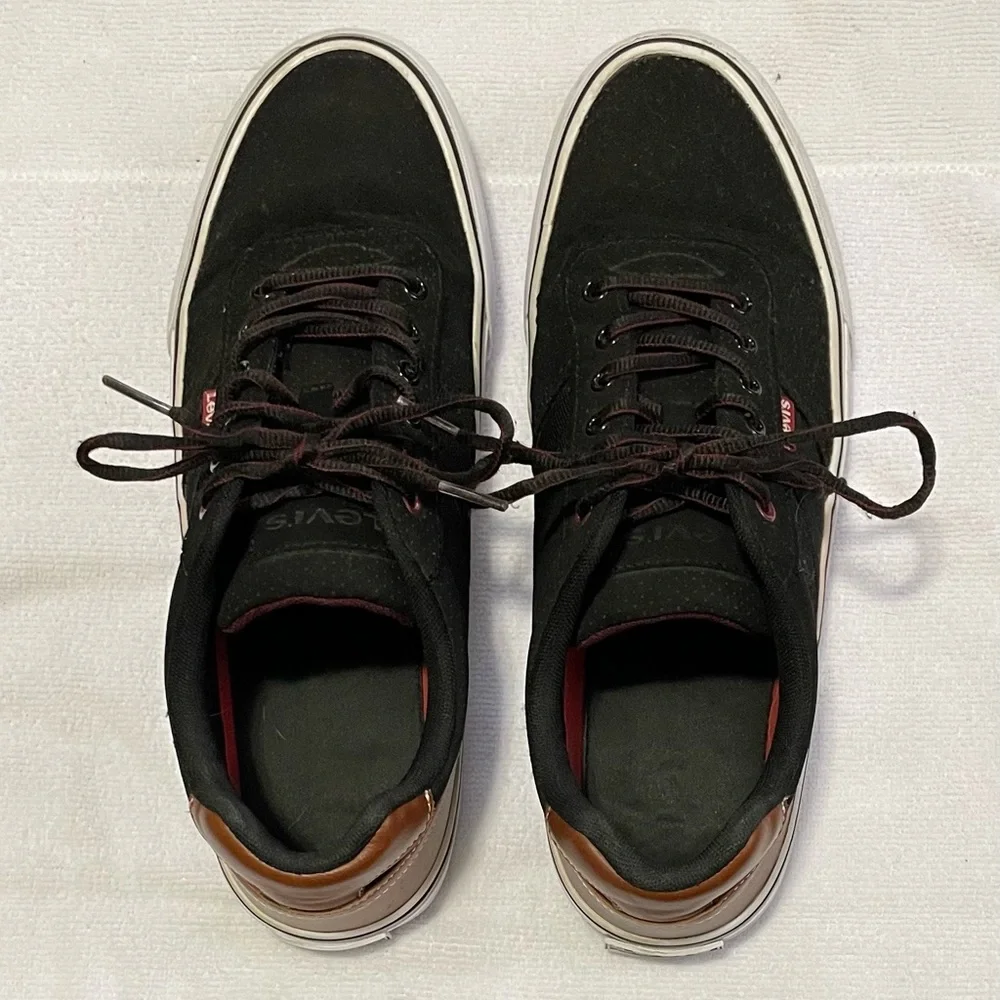Levi's Men's Black Brown Sneakers Size 9.5 Casual Lace Up‎ Shoes